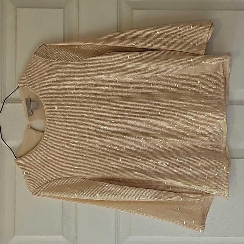 H&M sequin cream shirt